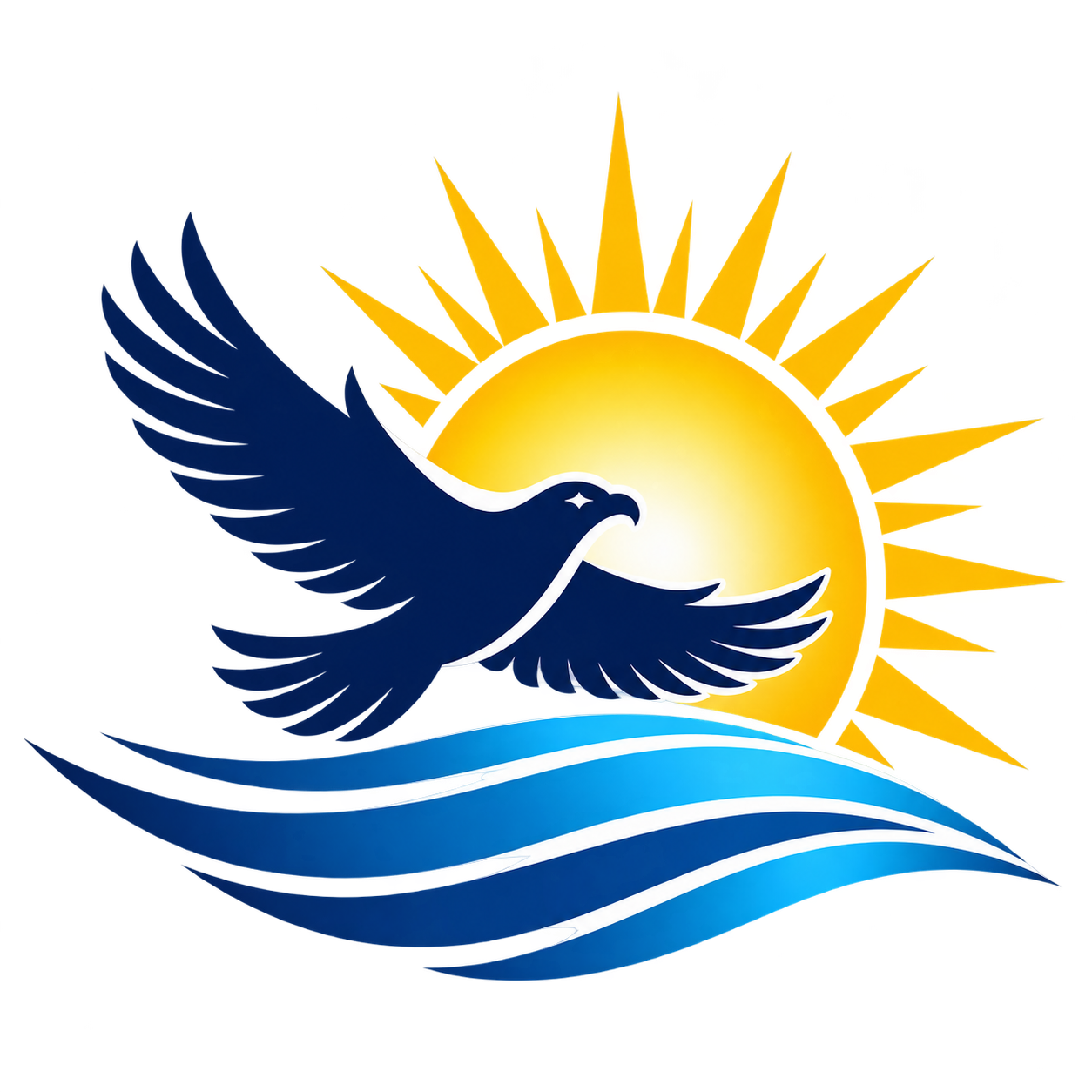 Rise Sober bird rising over the sun and waves